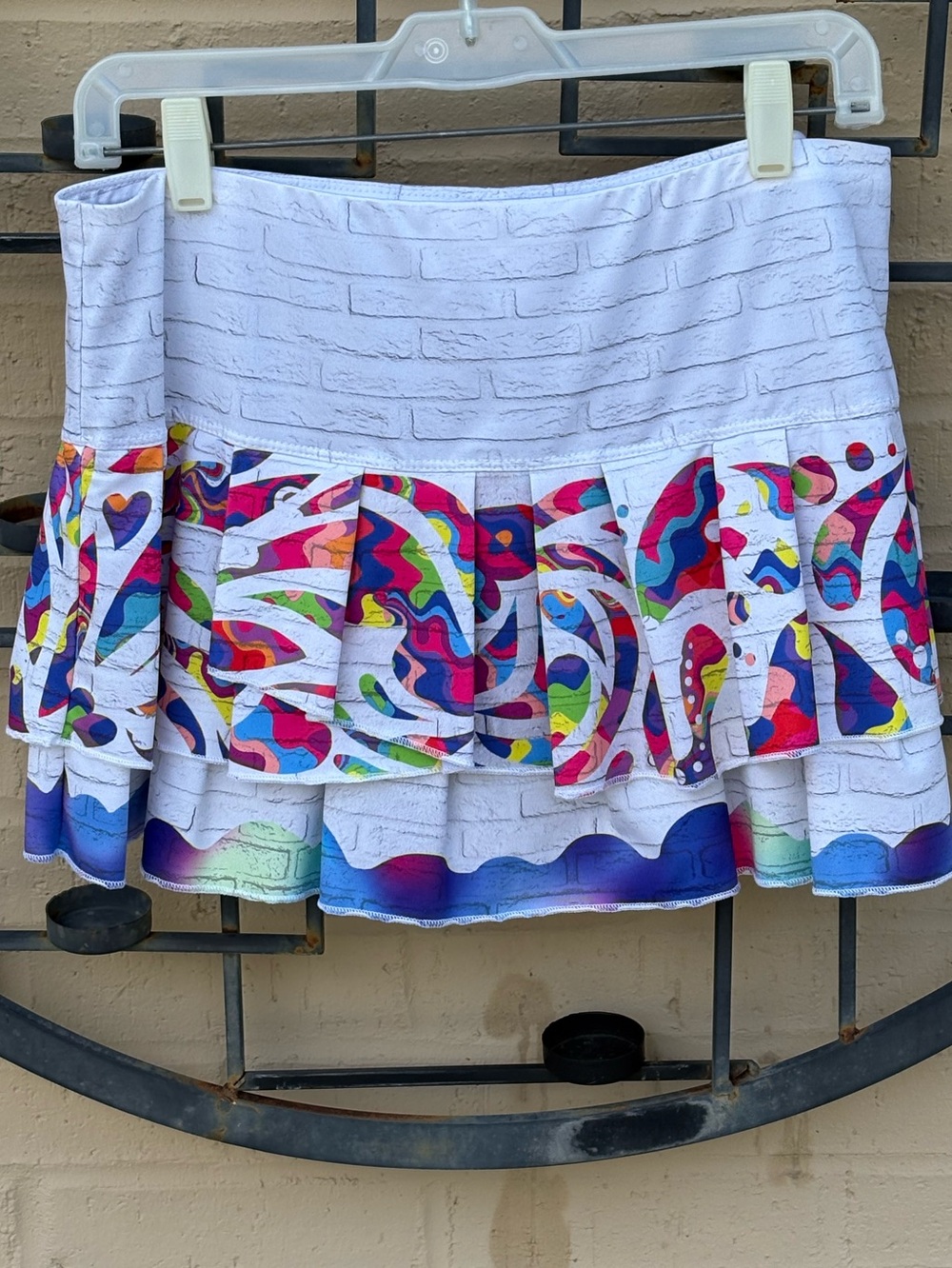 Lucky in Love White Mini Skirt with Multicolor Swirl  Layers